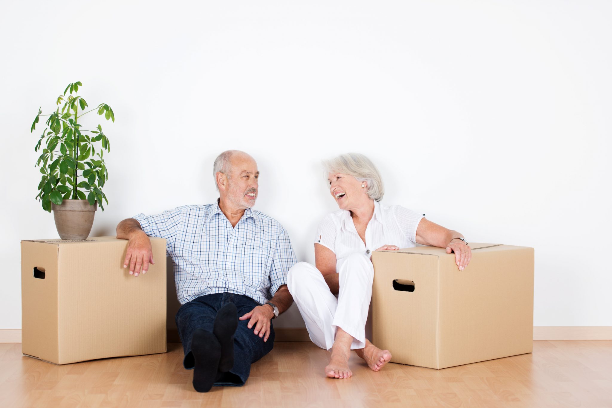 Senior couple downsizing needs storage unit