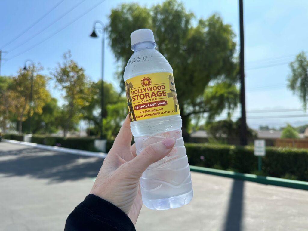 Hollywood Storage Center water bottle donation