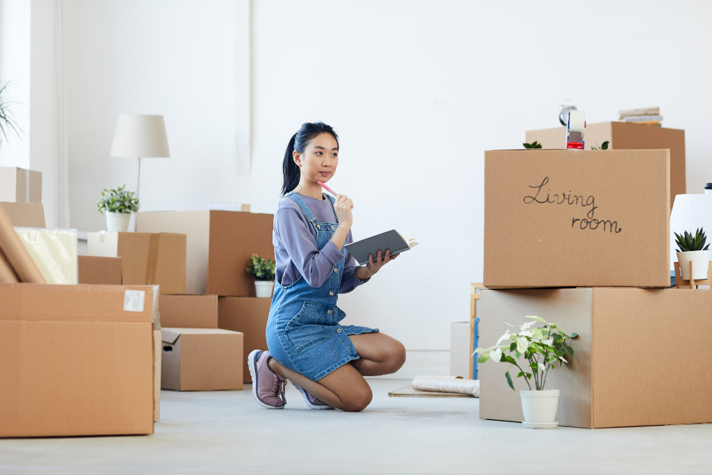 Woman adding a checklist of inventory 